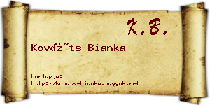 Kováts Bianka névjegykártya